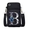 Blue Roses Alphabet Print Small Shoulder Bag 26 Letters Mini Crossbody Phone Bag for Women