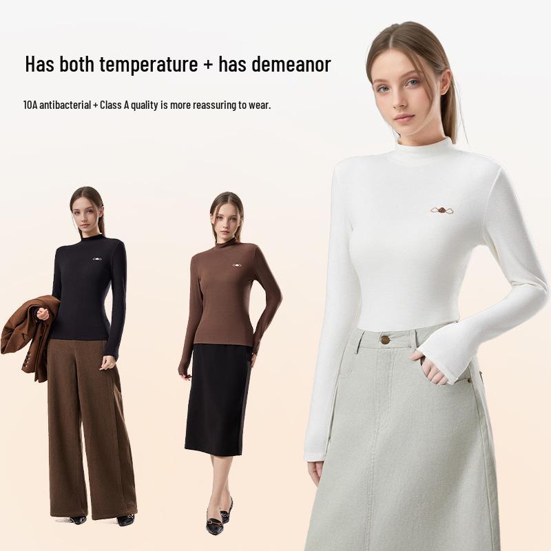 Dámská termoaktivní antibakteriální základní vrstva s polozvýšeným krkem - Zeštíhlující, k pokožce šetrný úplet na podzim/zimu