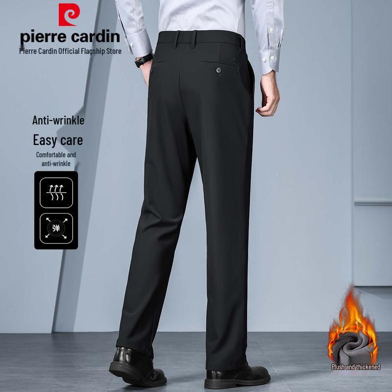 Pánské plusové sametové zesílené elastické ležérní kalhoty s rovnými nohavicemi Pierre Cardin
