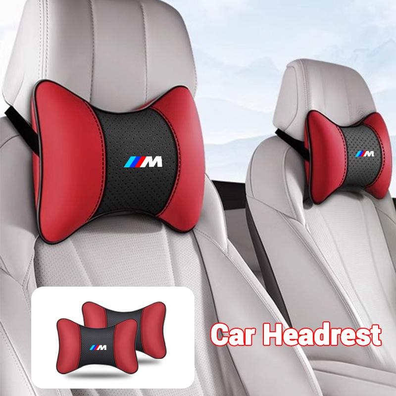 SQLI6 2pcs Car Interior Seat Headrest Pillow Neck Support Pads Stickers for BMW M Performance E30 E34 E36 F21 F30 F35 M3 M5 X1 X3