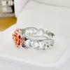 1pc Fashion Flower Ring Vintage Two-tone Engagement Ring
