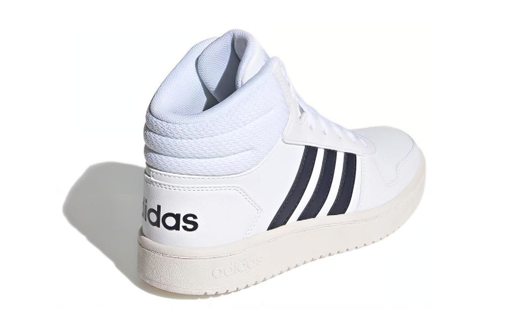 adidas Neo Hoops 2.0 K Synthetic Leather Abrasion Resistant Mid Top Kids' Skateboarding Shoes White Black Kids' FY7700