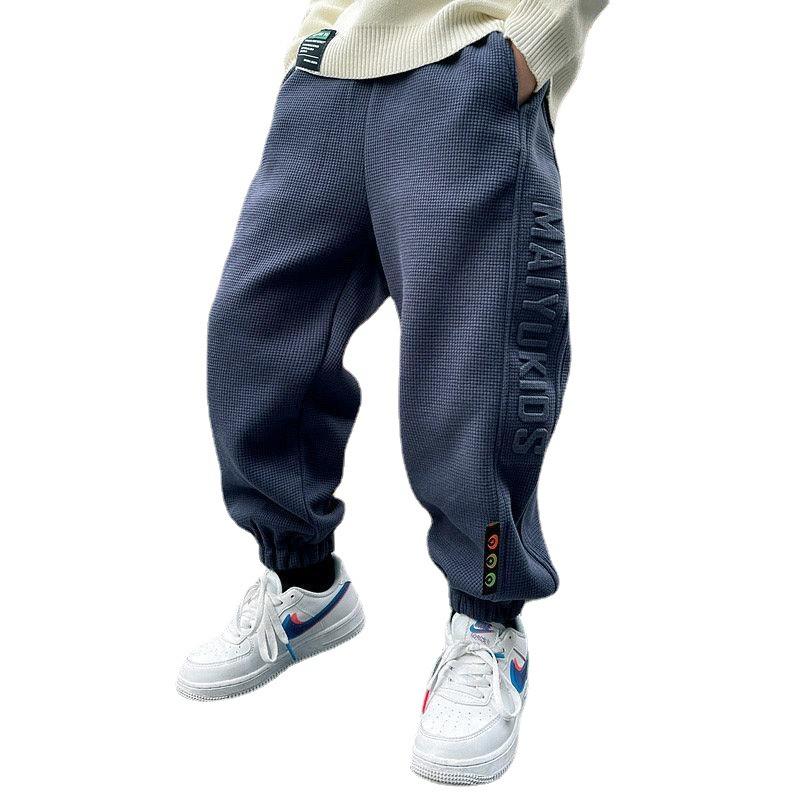 Boys Winter Fleece Lined Harem Pants Thick Warm Casual Sweatpants For Big Kids