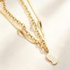 Jewelry Double Layer Stacked Collarbone Chain Dripping Oil Half Boy Pattern Pendant Necklace Stainless Steel Gold Plated Necklace