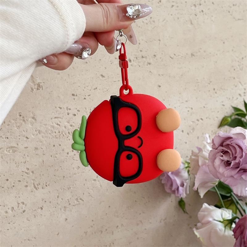 Cute 3D Tomato Shape Case Soft Silicone Protect Cover With Cherry Charm Compatible With AirPod Cover 1/2/3/4/Pro/Pro 2/Pro 3