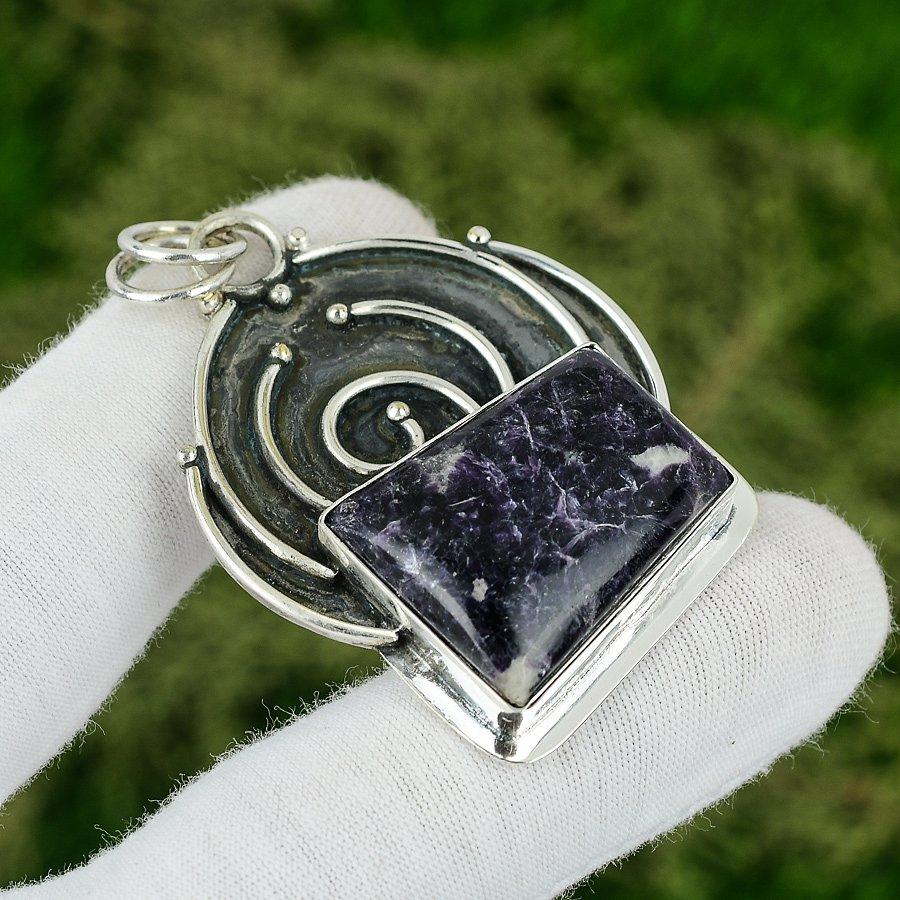 

Birthday Gift For Her Natural Tiffany Jasper Gemstone Pendant 925 Silver