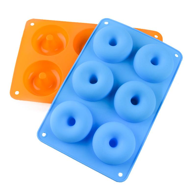 6 Cavity Donut Mold Silicone Non-stick Baking Tray Heat-resistant Reusable Folded Donuts Maker Colorful Soft Dessert Making Tool