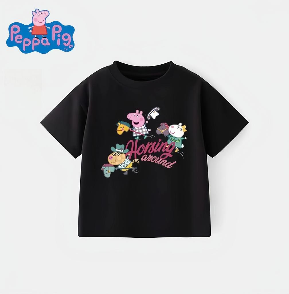 2026 summer new Peppa Pig Cartoon Pattern Printed Unisexs and Womens TShirt  Loose and Breathable for Casual Wear