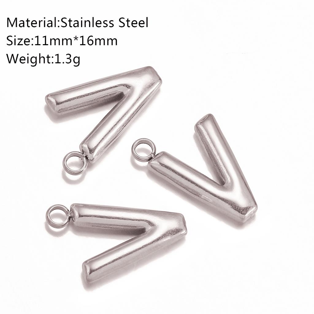 3Pcs Bubble Alphabet Charm Silver Color Stainless Steel Initial English Letter Pendant DIY Bracelet/Necklace Gift Jewelry Making