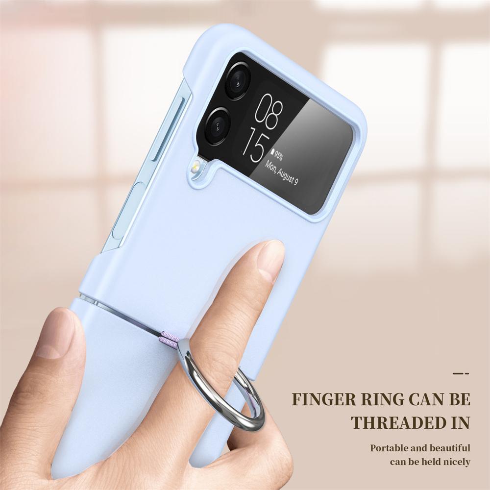 Luxury Matte PC Armor Finger Ring Grip Case For Samsung Galaxy ZFlip Z Flip 6 5 4 3 Zflip6  Zflip5 Zflip4 Zflip3 Candy Funda