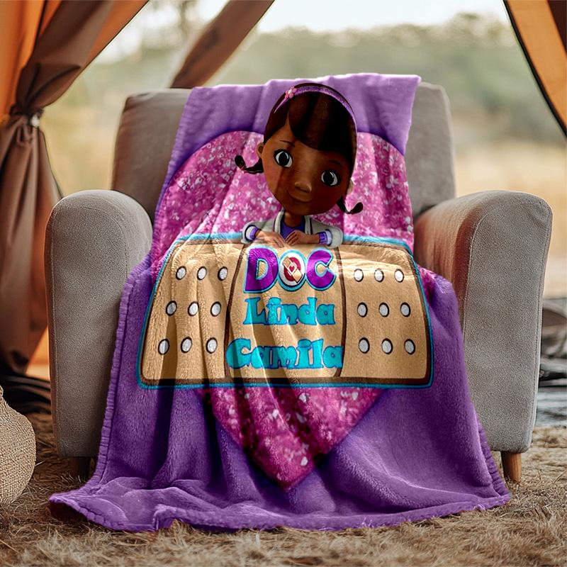 Doc Mcstuffins Flannel Blanket Soft Warm All-Season Throw, Design for Camping, Car Travel, Hiking Sofa, Bed, Office Perfect Gift for Parties