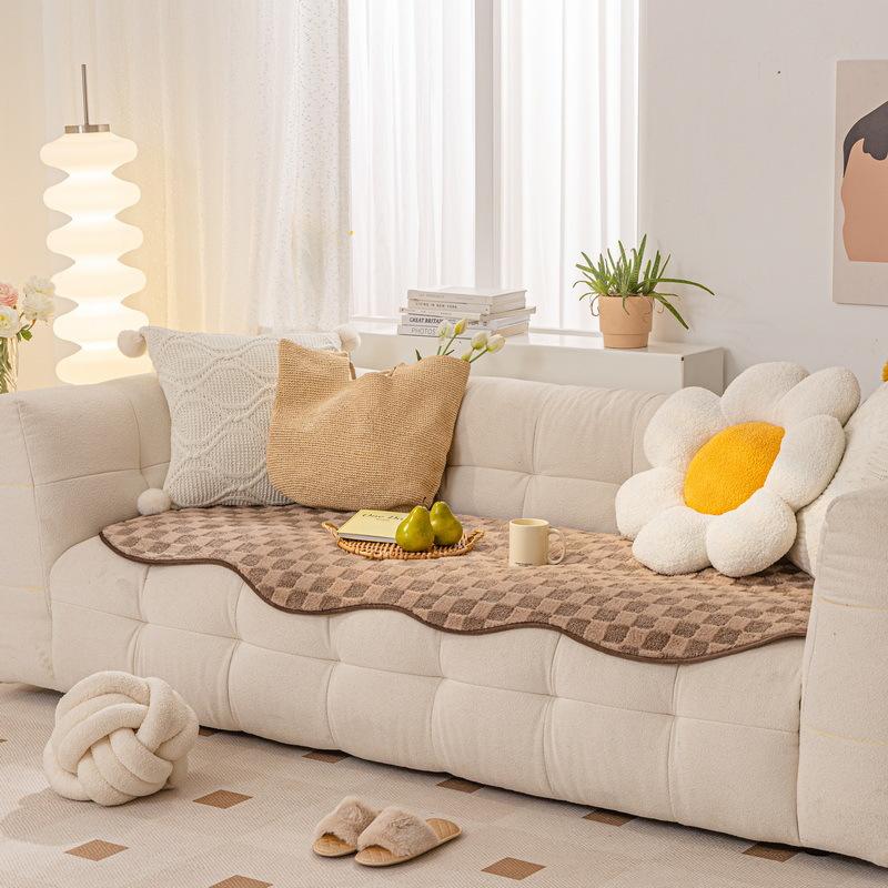 

Неправильной формы подушка для дивана, Универсальная нескользящая квадратная плюшевая, Утолщенная теплая подушка, Ткань-чехол для дивана на все сезоны 80*90cm