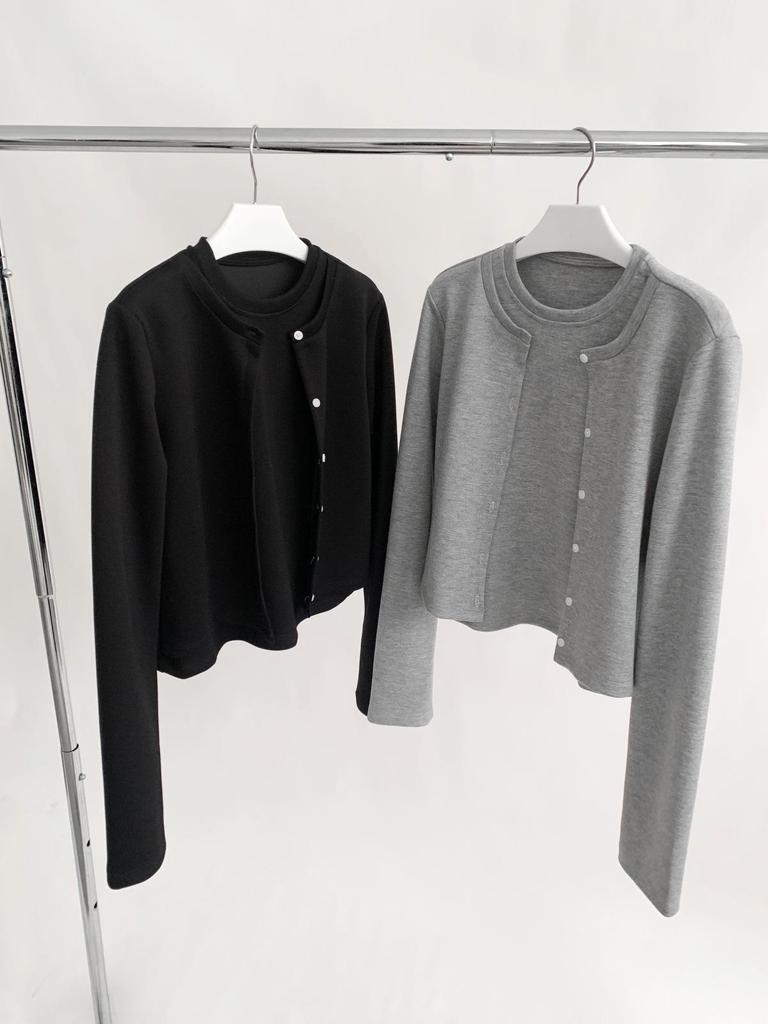 Dorothy Korean Design Air Cotton Buttoned Two-Piece Long Sleeve Women's Sweatshirt