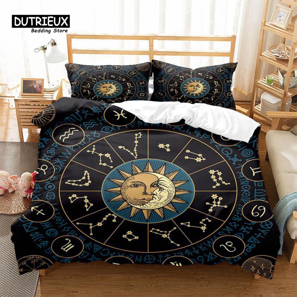 Hamsa Hand Duvet Cover Boho Exotic Sun And Moon Bedding Set Luxury Galaxy Astrology Comforter Cover Full Queen For Adults Kids