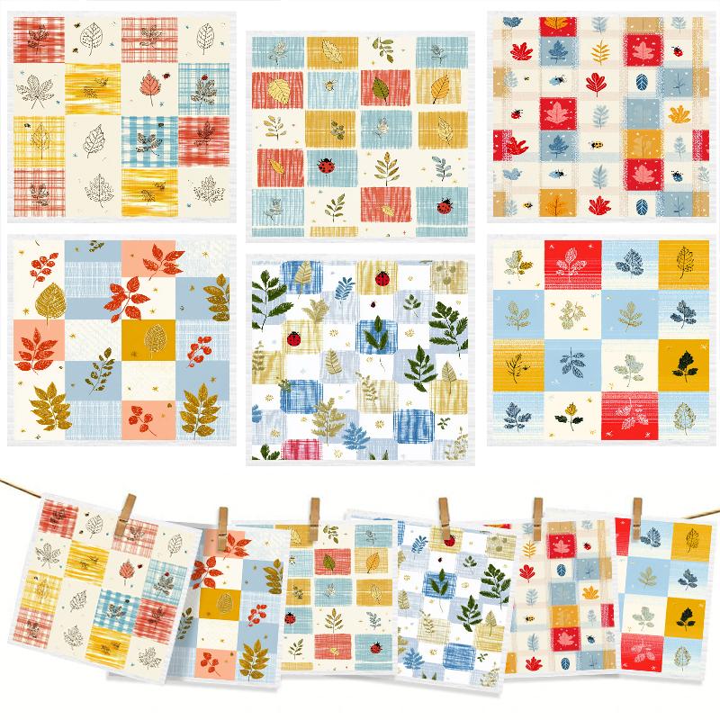 Cleaning Cloth Reusable Kitchen Dish Towels Eco-friendly Microfiber Marple Leaves Plaid Print Dishcloths Lint Free Washable Duster Rags Tea Towels