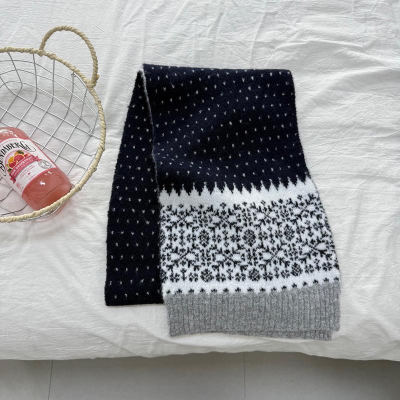 

Винтажный литературный сине-белый фарфоровый корейский осенне-зимний шарф - женский снуд для тепла и стиля темно-синий