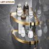 Brushed Gold Corner Shelf Bathroom Shower Shelf Aluminum Storage Rack Wall Mounted Black Shower Shampoo Holder Rack