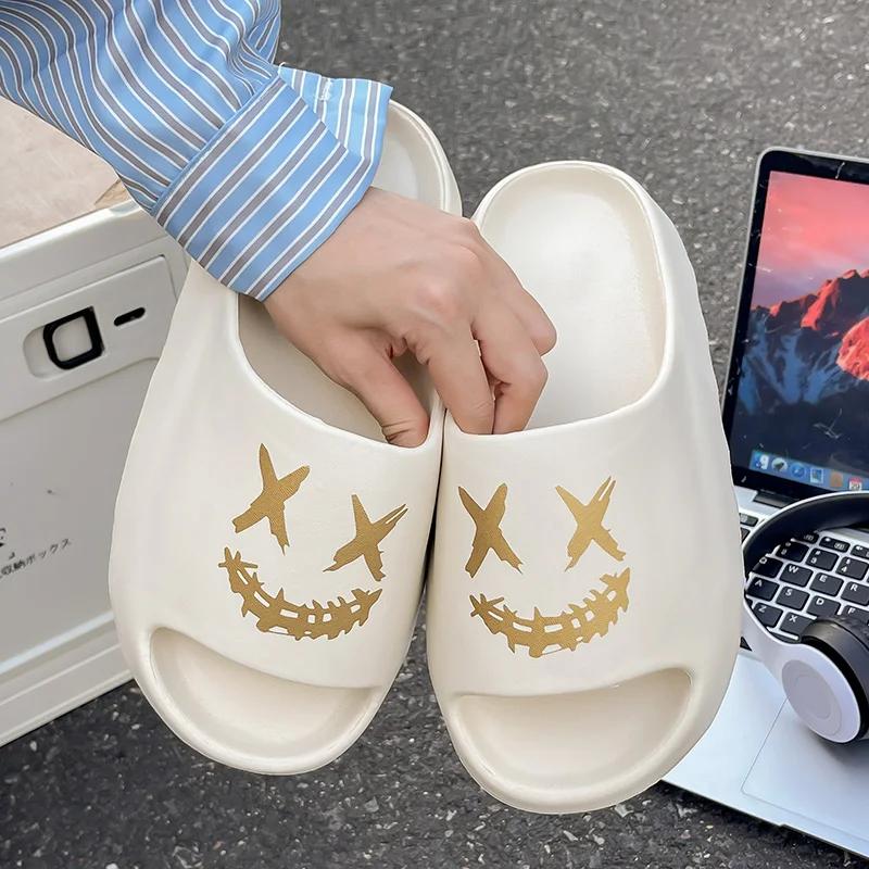 

New Summer Slippers Men Women EVA Soft Bottom Indoor Home Slides Sandals Light Beach Shoes Male Slippers Flip Flops Big Size 45 36-37 белый