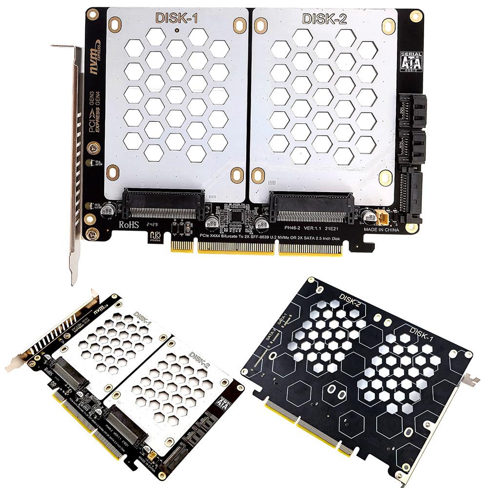 

U.2 Dual Drive Adapter Card 2.5 Inch SATA Hard Drive To PCIE4.0 Split Card U.2 PCIe Adapter Dual U.2 To PCIe 4.0 X8 Adapter spain