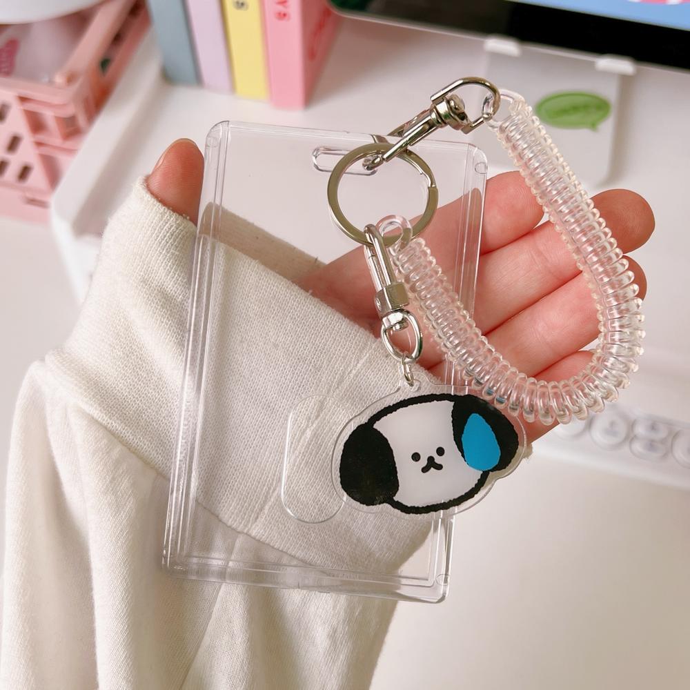 Transparent Credit ID Bank Card Holder Acrylic Photocard Photo Case Organizer Cartoon Key Chain Pendant Passport Pocket Sleeve