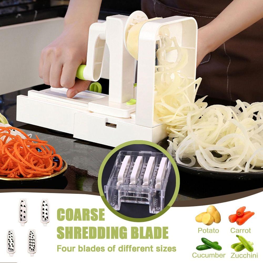 Hand-cranked Spiralizer for Veggie Noodles with 4 Blades Multifunctional Vegetable Spiralizer Foldable Fruit Slicer