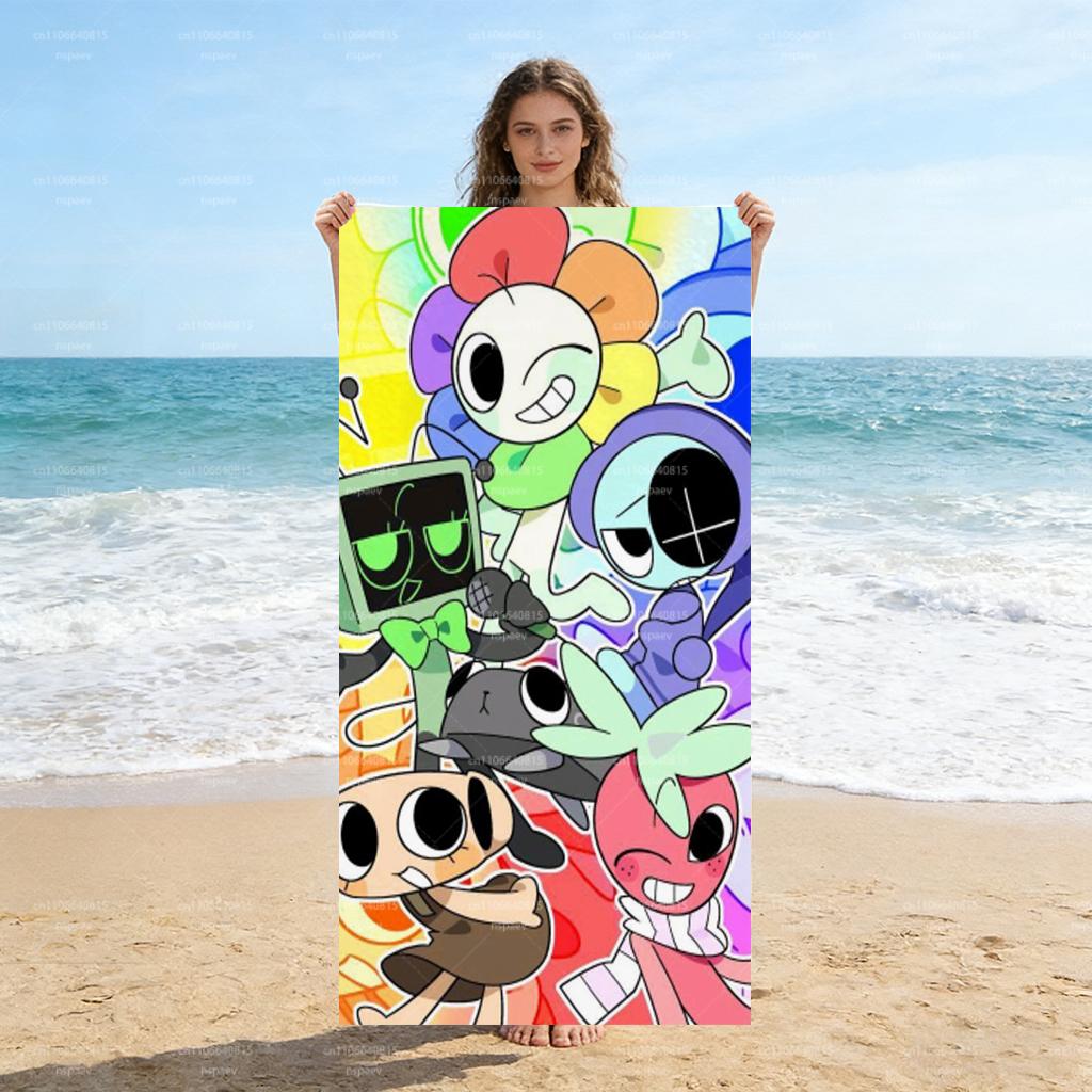 D-Dandy's World Beach Towel, Colorful Cartoon Print Bath Towel, Super Absorbent Microfiber for Swimming Pool Travel, Kids