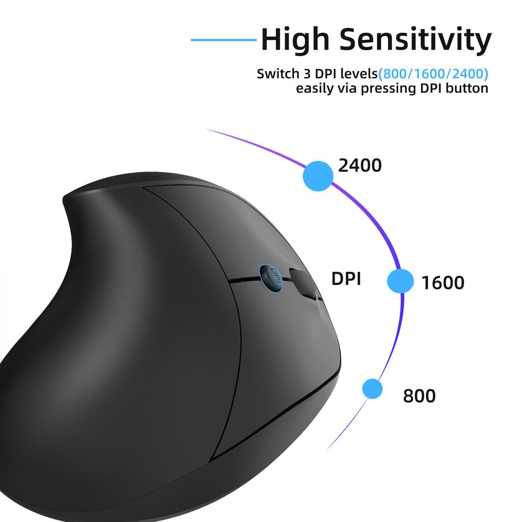 Wireless Vertical Mouse 2.4GHz   Control 800dpi 1600dpi 2400dpi Ergonomic Design Wireless Mouse for