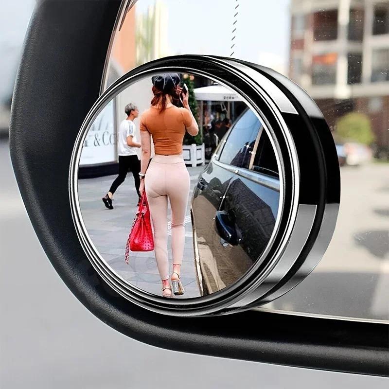 2PC 360 degree rotary press type small circular rearview mirror for automobiles Large field reversing mirror blind spot mirror