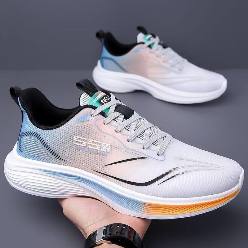 Men's New Breathable Mesh Running Shoes, Cushioned Lightweight Soft Sole Sneakers, Trendy Athletic Shoes for Men, Plus Size