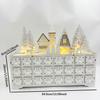 Wooden Christmas Advent Calendar with LED Lights 24 Numbered Drawers Village House Xmas Countdown Decor Gift 34.5×8×28cm