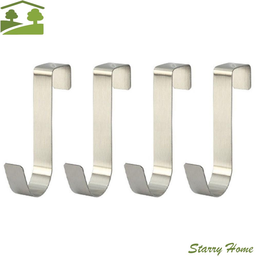 4Pcs Key Organizer Hole Free S-Shaped Stainless Steel Hook Simple Multi-functional Door Back Hook Durable Towel Hanger Kitchen