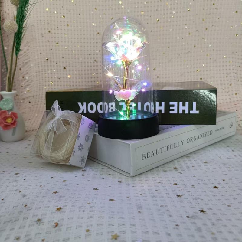 Artificial Rose Flowers Valentines Day Gift for Girlfriend Eternal Rose LED Light Foil Flower Wedding Decor Christmas Gifts