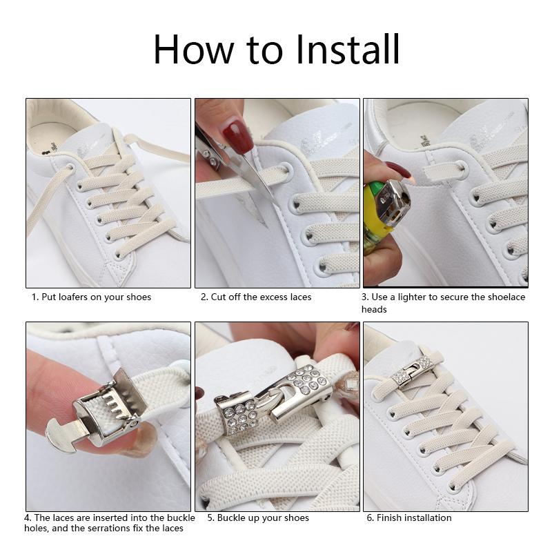 No Tie Shoe Laces Luxurious Diamond Cross Locks Shoelaces Without Ties Elastic Shoe Laces Sneakers Kids Adult Shoes Accessories