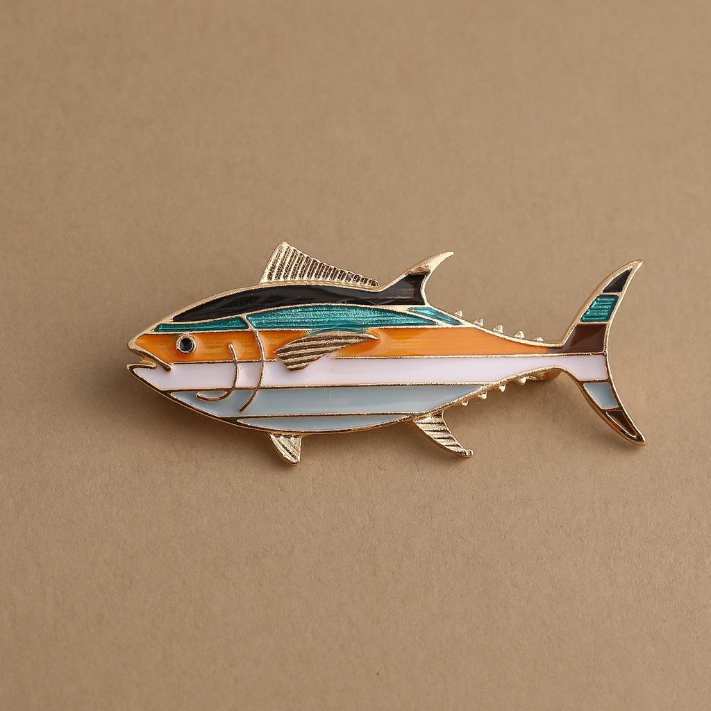 New European and American Fashion Oil Dripping Tuna Brooch Ocean Art Cartoon Corsage Women's Pin Badge