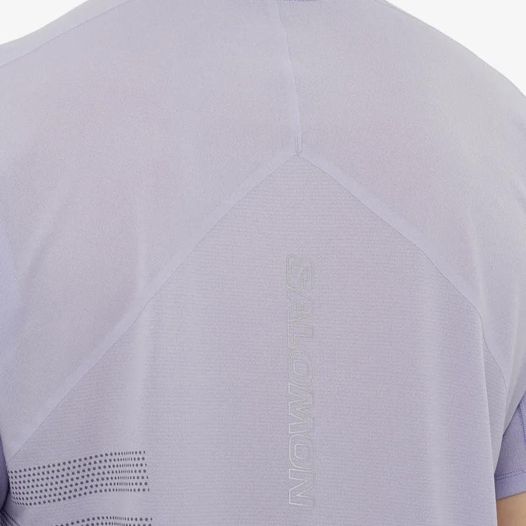 Salomon Sense Aerographic Round Neck American Letter Comfortable Short Sleeve T-Shirt Men Tops Sky-Blue Purple C26944
