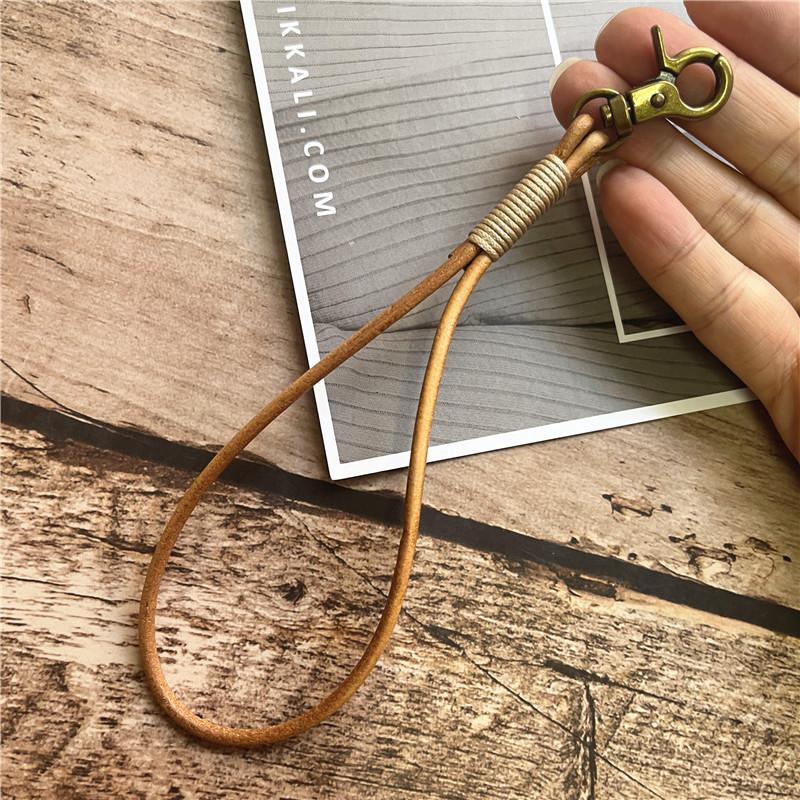 Lanyard Cowhide Phone Charm Strap Genuine Leather Wrist Strap Vintage Keychain Lanyard Custom Lanyards Neck Straps Landyard