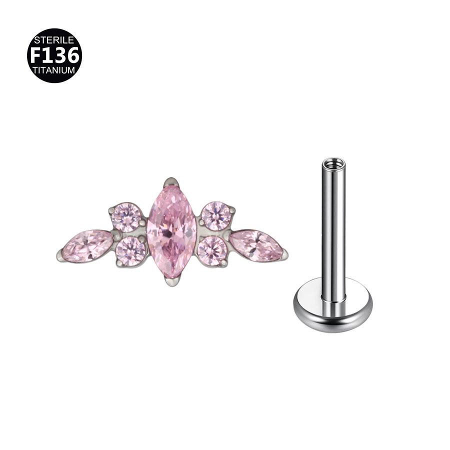 F136 Titan Marquise Blume Piercing Schmuck - Intern Gewindestecker für Ohr, Lippe, Nase, 1,2/1,0mm Dicke