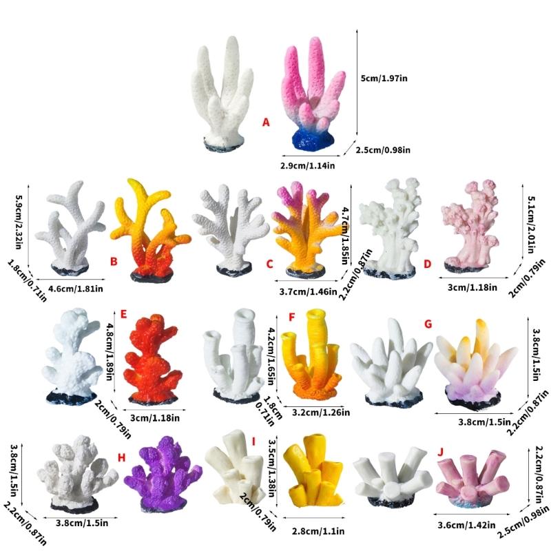10pcs Colorful Artificial Corals Reef Decoration Simulation Corals Landscape for Bettas Fish Tanks Lovely Styles