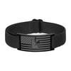 Black Men's Adjustable Stainless Steel Flag Bracelet