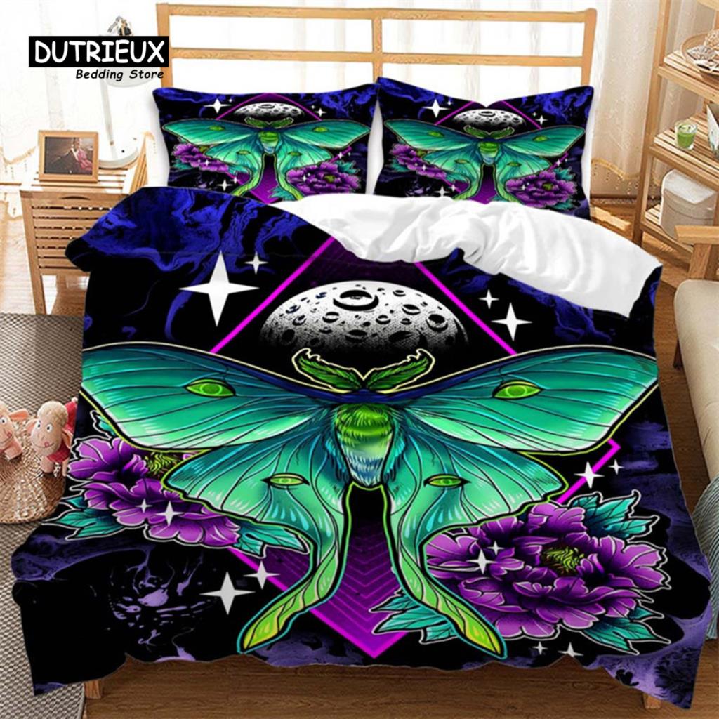 

Пододеяльник с бабочкой в европейском стиле с геометрическим рисунком в виде моли, комплект постельного белья размера «queen size» для детей, мальчиков, девочек, подростков, мистическая фантазия, комната, общежитие, декоративный EU single(135x200cm)