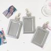 Multifunctional PVC Photo Card Case Silver With Keychain Idol Card Display Holder 3 Inch Card Protective Cover