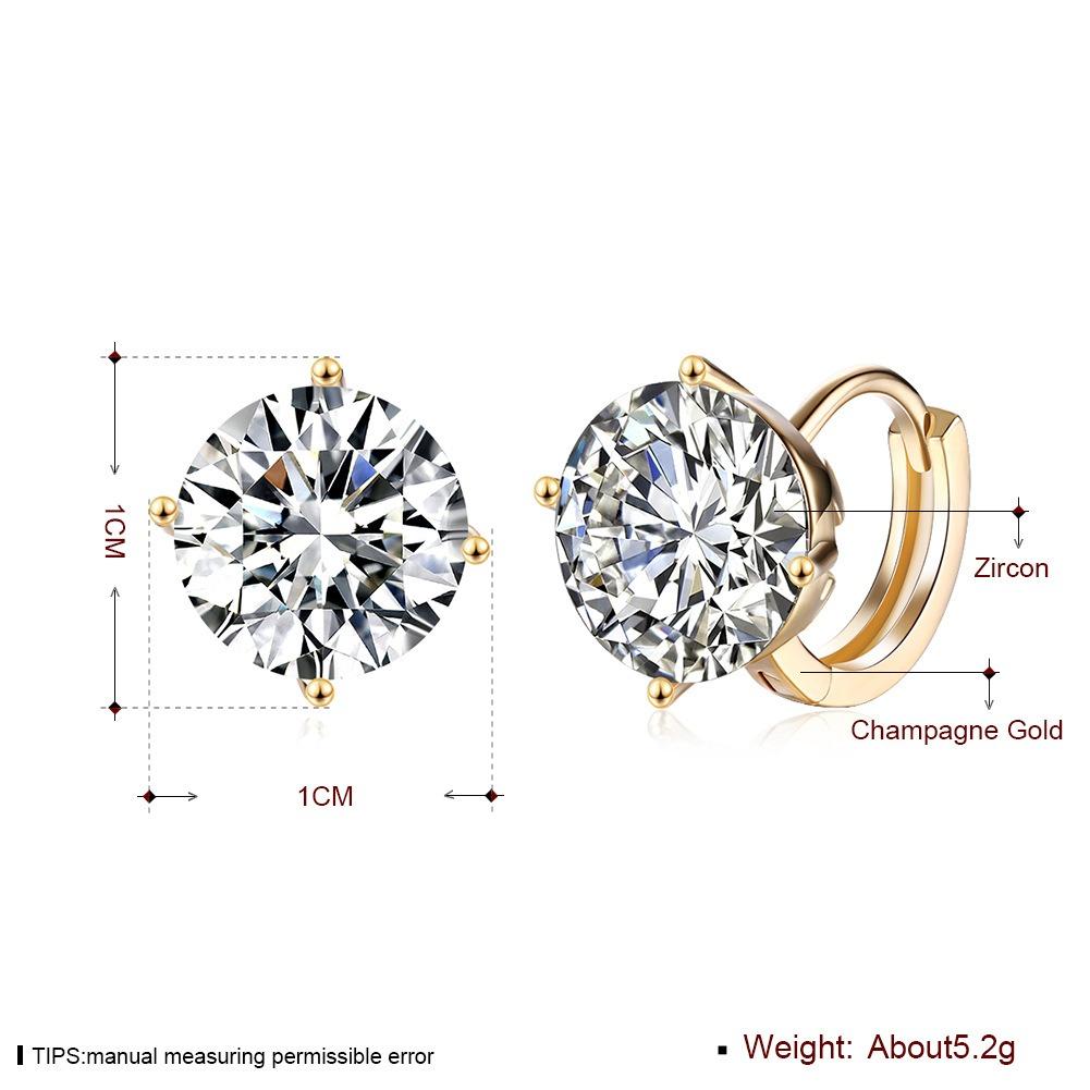 925 Sterling Silver 18K Gold Big Zircon Earclip Earrings for Women Fashion Charm Jewelry