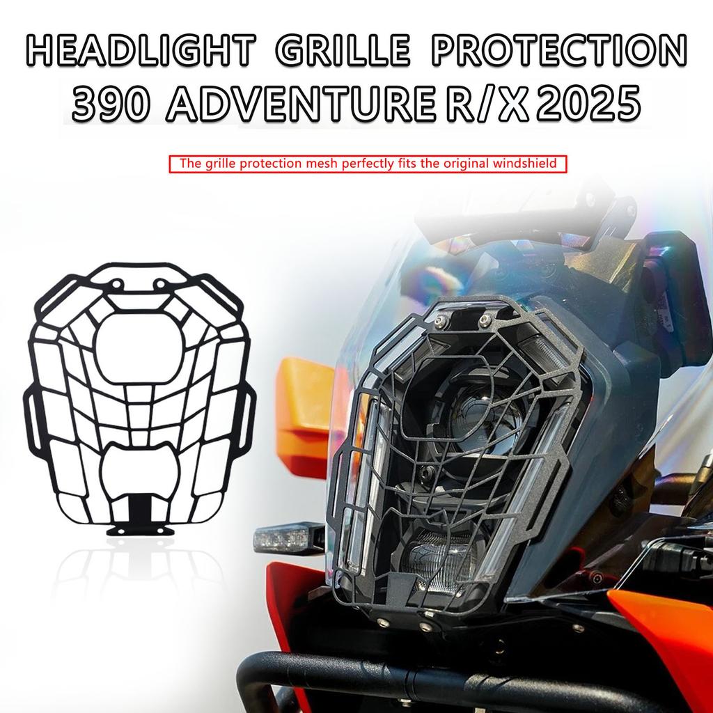 For KTM 390 ADVENTURE R 2025 390 ADVENTURE X Headlamp Grill Mesh Motorcycle Headlight Guard Grille Protection Cover 390 ADV R X