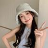 New Summer Women'S Plaid Rolled Brim Bucket Hat Wide-Brimmed Quick-Drying Sun-Protective Hat