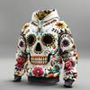 Retro-Stil Hoodies Totenkopf Floral 3D-Druck Herren Damen Kapuzenpullover Oversized Y2k Trainingsanzug Unisex Kleidung