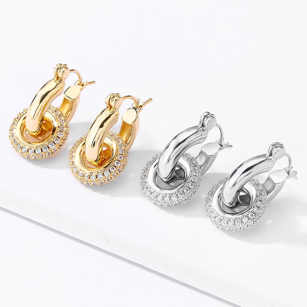 UILZ Trendy Temperament Zircon Metal Earrings for Women