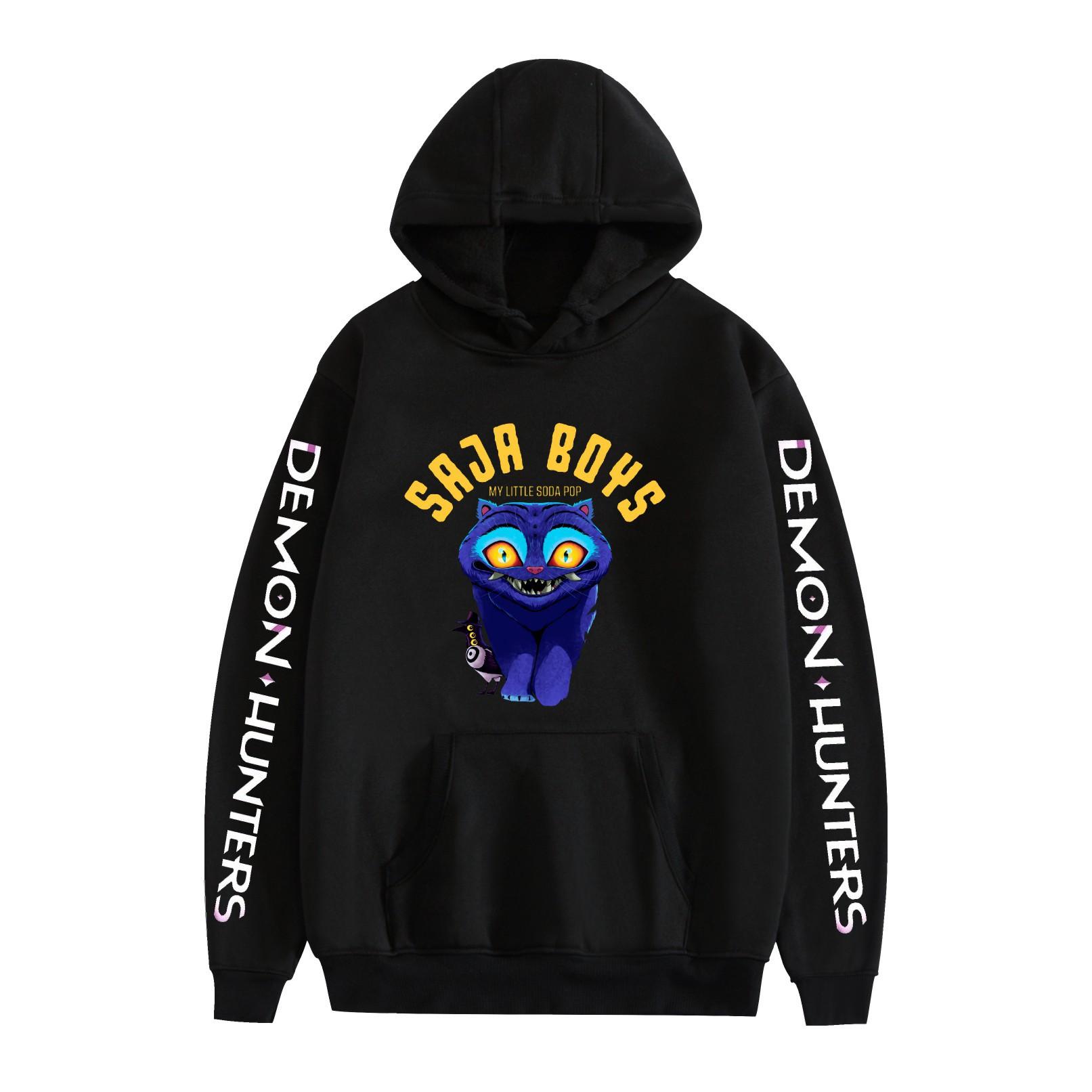 KPop Demon Hunters Anime Hoodie KPop Demon Hunters Hoodie Streetwear Hooded Sweatshirt Men Women Cosplay Sports XS чёрный