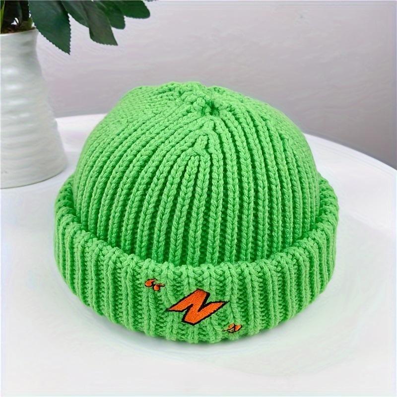 

Новая мужская зимняя теплая вязаная шапка с вышивкой one size fits all зелёный