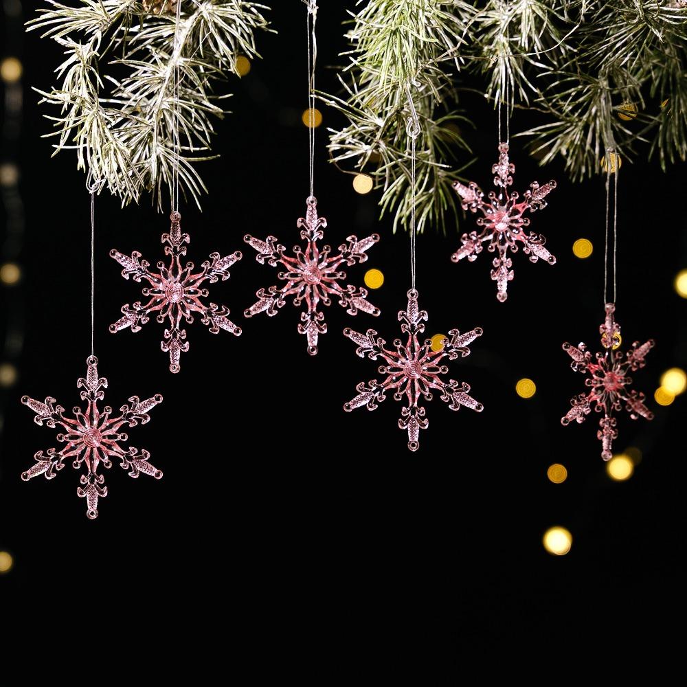 Křišťálová sněhová vločka Akrylový přívěsek sněhové vločky Průhledné vánoční ozdoby Oslava Nového roku