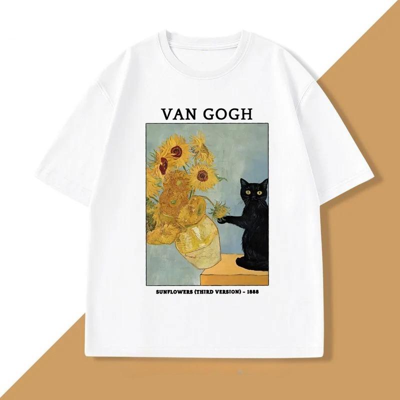 

Van Gogh Sunflowers Print TShirt Unisex Women Vintage Harajuku Short Sleeve Tees Casual Round Neck Tee Shirt Clothes 3XL